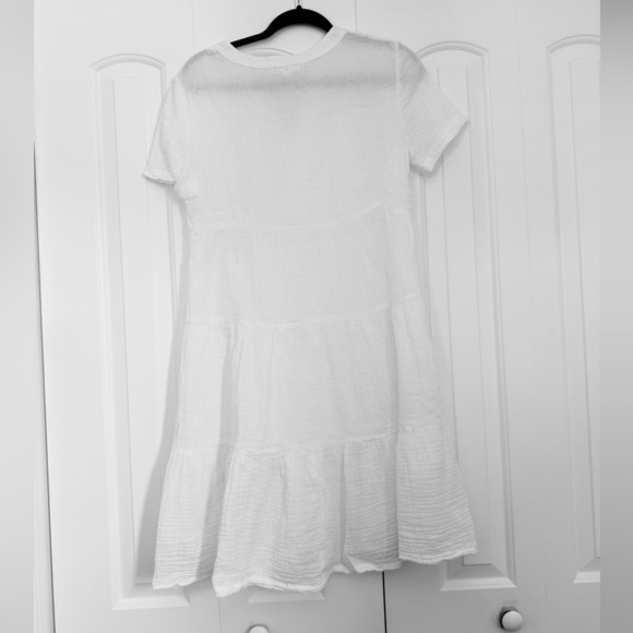 beachlunchlounge white cotton tiered short sleeve dress size xs - Picture 5 of 5